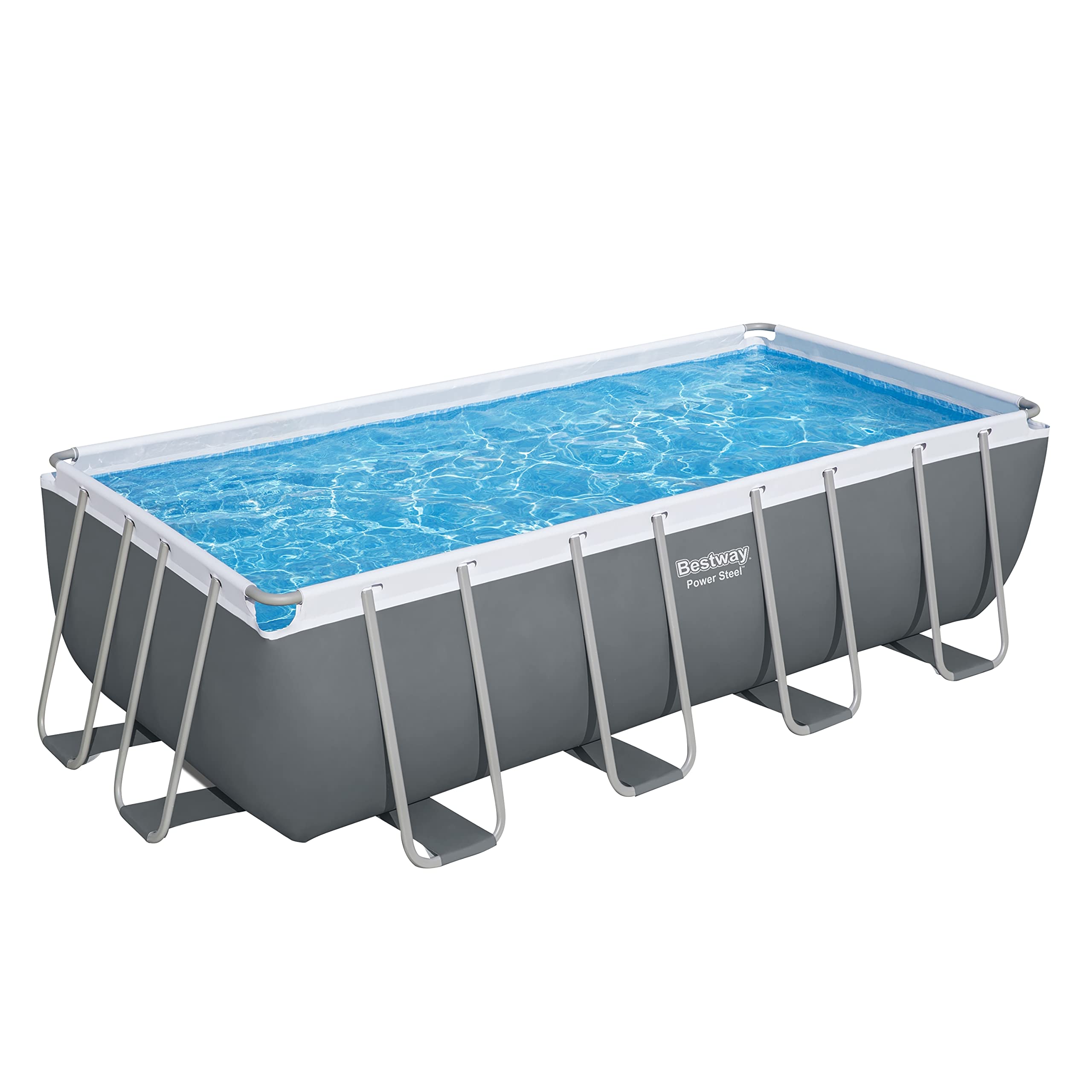 716PMsRznQL Bestway Power Steel™ Aufstellpool rechteckig 488 x 244 x 122 cm mit Sandfilter, Plane, Leiter – Bild 1