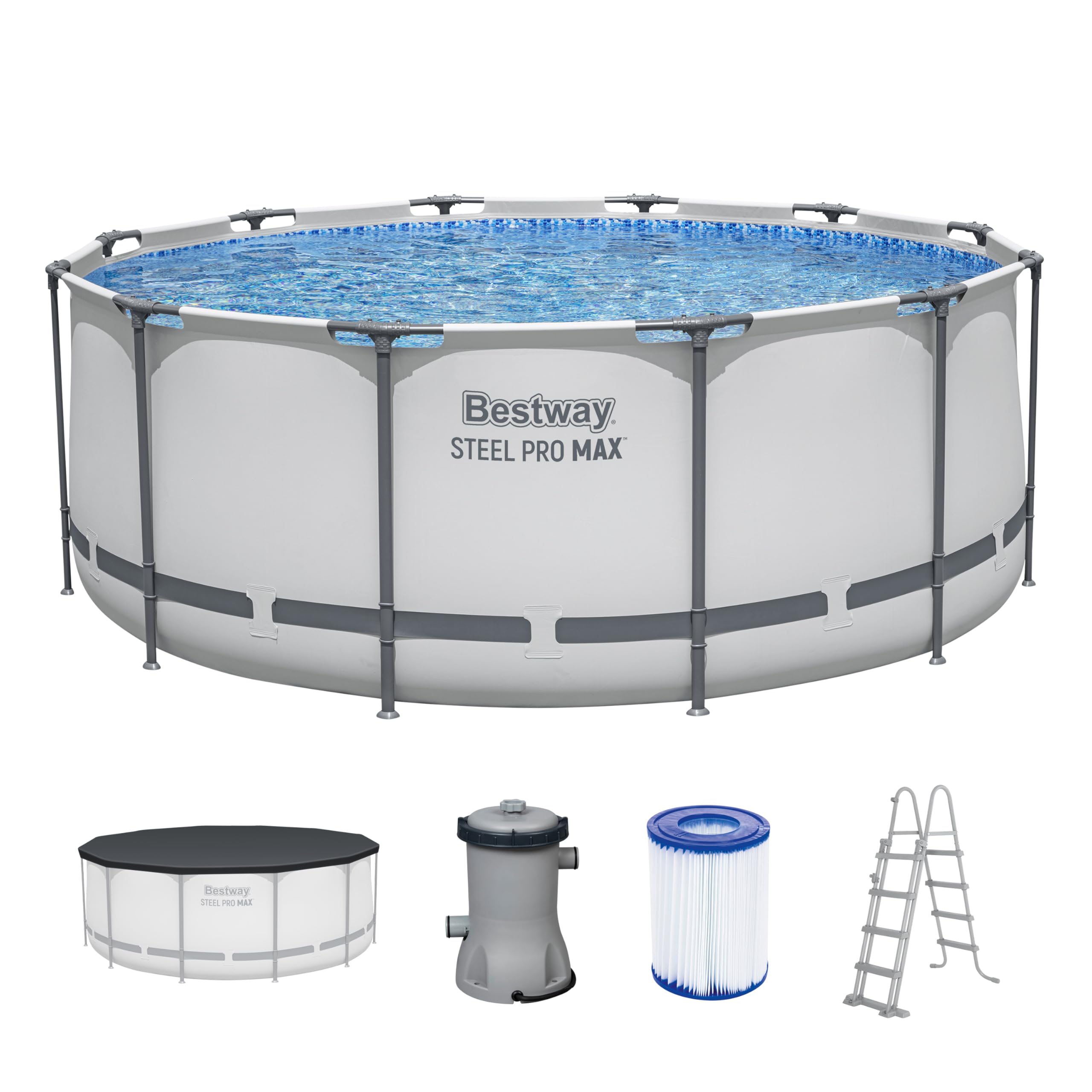 717VJuYkF1L Bestway Aufstellpool rund 366x122 cm, Komplett-Set mit Filterpumpe – Bild 1