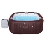 Bestway LAY-Z-SPA Energiespar-Whirlpool Maldives HydroJet Pro, 201 x 201 x 80 cm, 7 Personen, Heizung, Frostwächter, 8 HydroJet-Düsen, 180 AirJet-Düsen, App-Steuerung, Thermo-Abdeckung, Mahagoni, LEDs – Bild 4