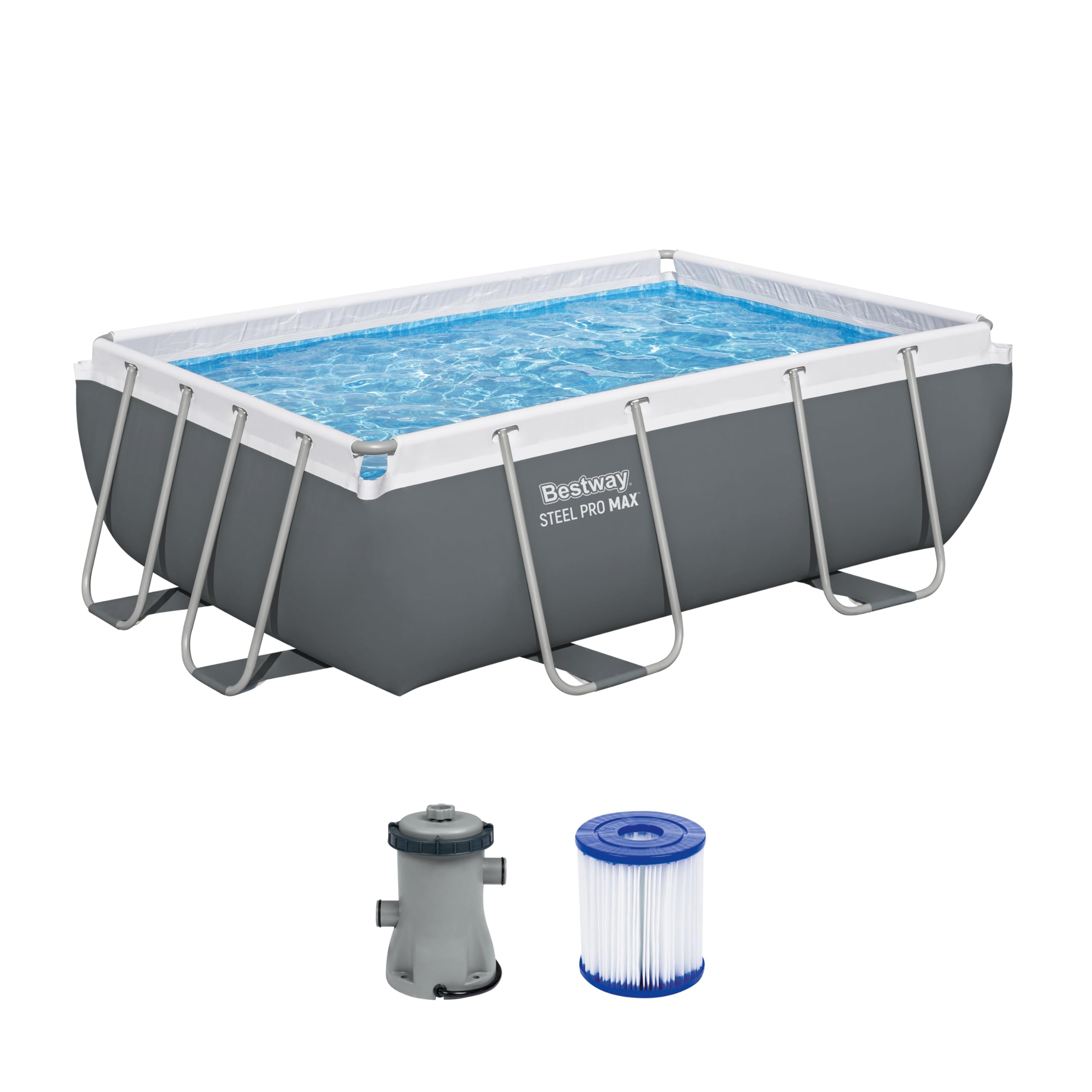 71axNbFQXtL Bestway Pool-Set, rechteckig, 9 ft 3 Zoll x 6 ft 5 Zoll x 33 Zoll oder 2,82 m x 1,96 m x 84 cm – Bild 1
