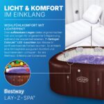 Bestway LAY-Z-SPA Energiespar-Whirlpool Maldives HydroJet Pro, 201 x 201 x 80 cm, 7 Personen, Heizung, Frostwächter, 8 HydroJet-Düsen, 180 AirJet-Düsen, App-Steuerung, Thermo-Abdeckung, Mahagoni, LEDs – Bild 8