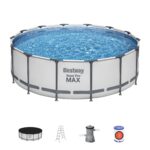 BESTWAY 5612X Abnehmbarer Pool Steel Pro Max 427 x 122 cm, mit Kartusche 3.028 L/H Abdeckung und Leiter, 56088, Blau – Bild 8