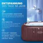 Bestway LAY-Z-SPA Energiespar-Whirlpool Maldives HydroJet Pro, 201 x 201 x 80 cm, 7 Personen, Heizung, Frostwächter, 8 HydroJet-Düsen, 180 AirJet-Düsen, App-Steuerung, Thermo-Abdeckung, Mahagoni, LEDs – Bild 6