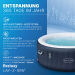 Bestway Lay-Z-SPA Energiespar-Whirlpool Miami AirJet, Ø 180 x 66 cm, 4 Personen, Heizung, Frostwächter, 120 AirJet-Düsen, Energiespardämmung, Thermo-Abdeckung, Dunkelblau – Bild 4