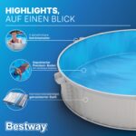 Bestway Stahlwandpool Set 305 x 61 cm, Rund, Grau – Aufstellpool mit Filterpumpe für den Garten, 3790 Liter Gartenpool im Industrial-Look – Bild 6