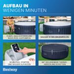Bestway Lay-Z-SPA Energiespar-Whirlpool Miami AirJet, Ø 180 x 66 cm, 4 Personen, Heizung, Frostwächter, 120 AirJet-Düsen, Energiespardämmung, Thermo-Abdeckung, Dunkelblau – Bild 8