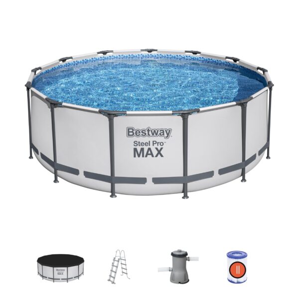Steel Pro Max™ Außenpool, 396 x 122 cm, FrameLink™-System, Leiter, Plane, Pumpe und Filterkartusche