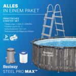 Bestway Aufstellpool rund 366x100 cm, Set mit Filterpumpe, Holz-Optik – Bild 9