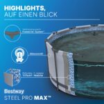 Bestway Aufstellpool rund 366x122 cm, Komplett-Set mit Filterpumpe – Bild 7