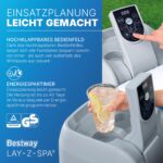 Bestway Lay-Z-SPA Energiespar-Whirlpool Miami AirJet, Ø 180 x 66 cm, 4 Personen, Heizung, Frostwächter, 120 AirJet-Düsen, Energiespardämmung, Thermo-Abdeckung, Dunkelblau – Bild 6