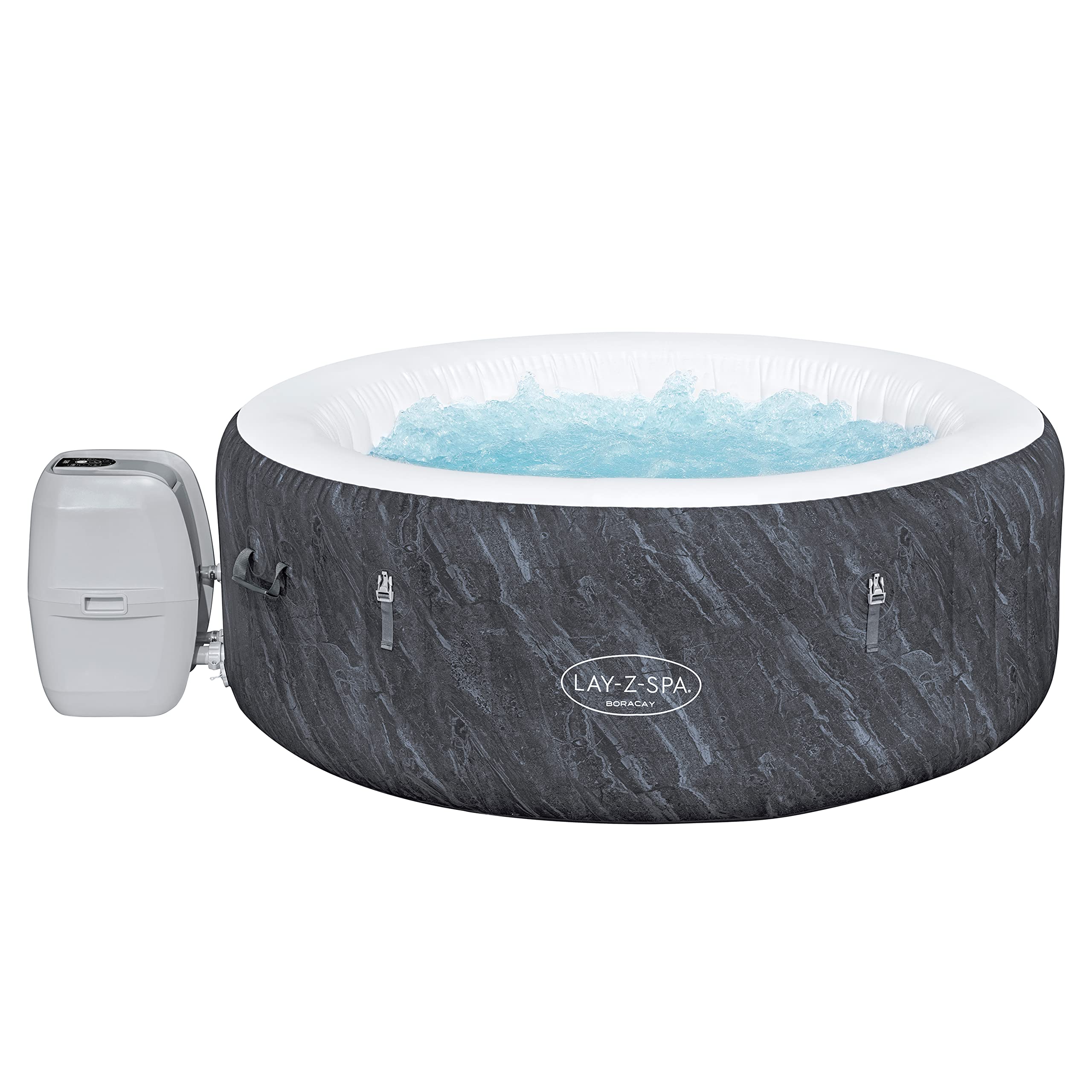 81Om9Ie8hbL Bestway LAY-Z-SPA WLAN-Whirlpool Boracay AirJet Ø 180 x 66 cm, rund – Bild 1