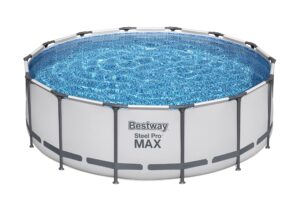 BESTWAY 5612X Abnehmbarer Pool Steel Pro Max 427 x 122 cm, mit Kartusche 3.028 L/H Abdeckung und Leiter, 56088, Blau
