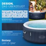 Bestway Lay-Z-SPA Energiespar-Whirlpool Miami AirJet, Ø 180 x 66 cm, 4 Personen, Heizung, Frostwächter, 120 AirJet-Düsen, Energiespardämmung, Thermo-Abdeckung, Dunkelblau – Bild 7