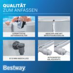 Bestway Stahlwandpool Set 305 x 61 cm, Rund, Grau – Aufstellpool mit Filterpumpe für den Garten, 3790 Liter Gartenpool im Industrial-Look – Bild 7