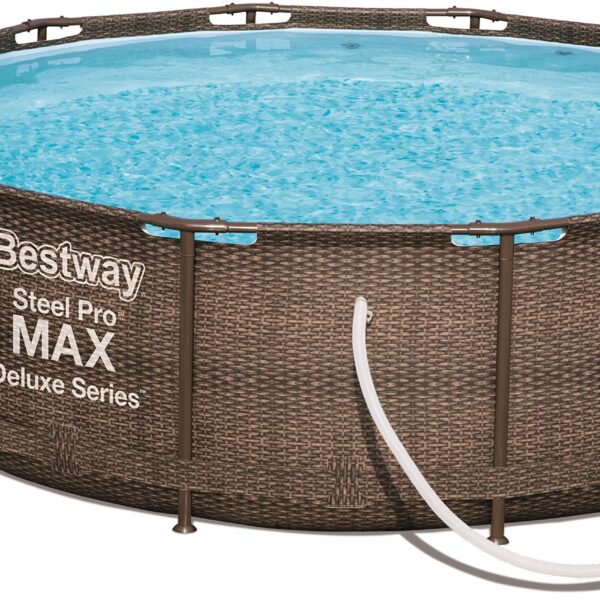 BESTWAY Steel Promax Deluxe Series Pool Set Ø366X100 cm, Stahlrahmenpool-Set mit Filterpumpe und Zubehör