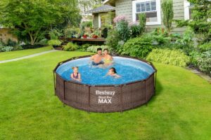 Bestway 56709-GS18 Steel Pro Max Stahlrahmenpool-Set mit Filterpumpe und Zubehör, 9150 L, blau, 366 x 366 x 100 cm – Bild 2