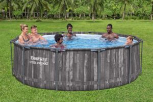 Bestway Aufstellpool rund 366x100 cm, Set mit Filterpumpe, Holz-Optik – Bild 2