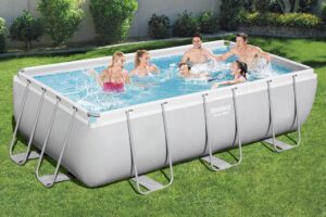 Bestway Power Steel Frame Pool-Set mit Sandfilteranlage 404 x 201 x 100 cm, lichtgrau, eckig – Bild 2
