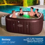 Bestway LAY-Z-SPA Energiespar-Whirlpool Maldives HydroJet Pro, 201 x 201 x 80 cm, 7 Personen, Heizung, Frostwächter, 8 HydroJet-Düsen, 180 AirJet-Düsen, App-Steuerung, Thermo-Abdeckung, Mahagoni, LEDs – Bild 3