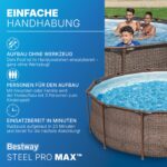 Bestway Steel Pro MAX Solo Pool ohne Zubehör 366 x 100 cm, Rattan-Optik (Schokobraun), rund – Bild 5