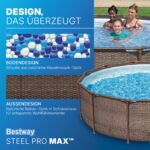 Bestway Steel Pro MAX Solo Pool ohne Zubehör 366 x 100 cm, Rattan-Optik (Schokobraun), rund – Bild 7