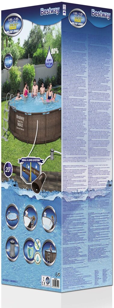 BESTWAY Steel Promax Deluxe Series Pool Set Ø366X100 cm, Stahlrahmenpool-Set mit Filterpumpe und Zubehör – Bild 3