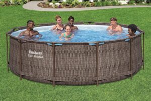 Bestway Steel Pro MAX Solo Pool ohne Zubehör 366 x 100 cm, Rattan-Optik (Schokobraun), rund – Bild 2