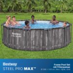 Bestway Aufstellpool rund 366x100 cm, Set mit Filterpumpe, Holz-Optik – Bild 3